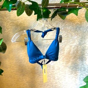 Vitamin A Neutra Halter Bikini Top, Blue, Women’s Size 6/S